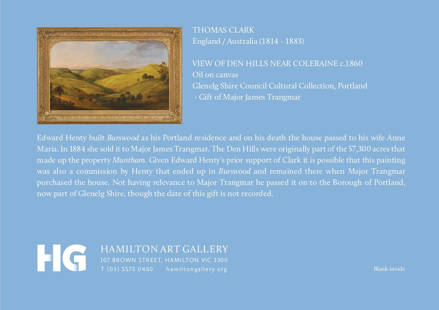 Card: Thomas Clark - View of Den Hills near Coleraine