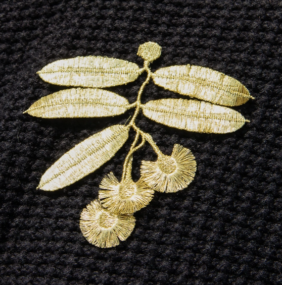 Brooch: Eucalyptus Flowers Embroidered