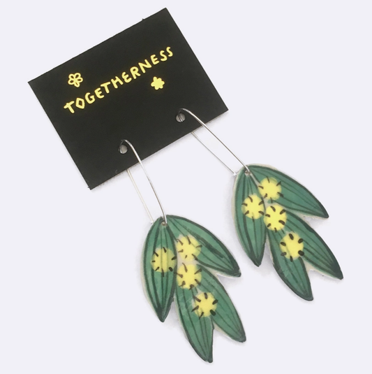 Earrings, Ceramic: Wattle
