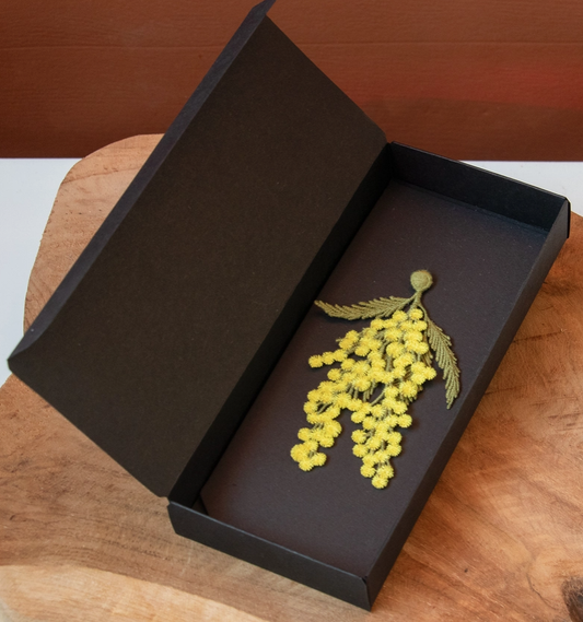 Brooch: Mimosa Flowers Embroidered