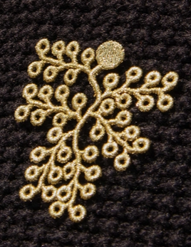 Brooch: Golden Spikemoss Embroidered
