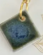Earrings: Tiny Square Dangly Ceramic - Blue/Green