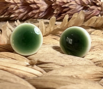 Earrings: Ceramic Stud - Green